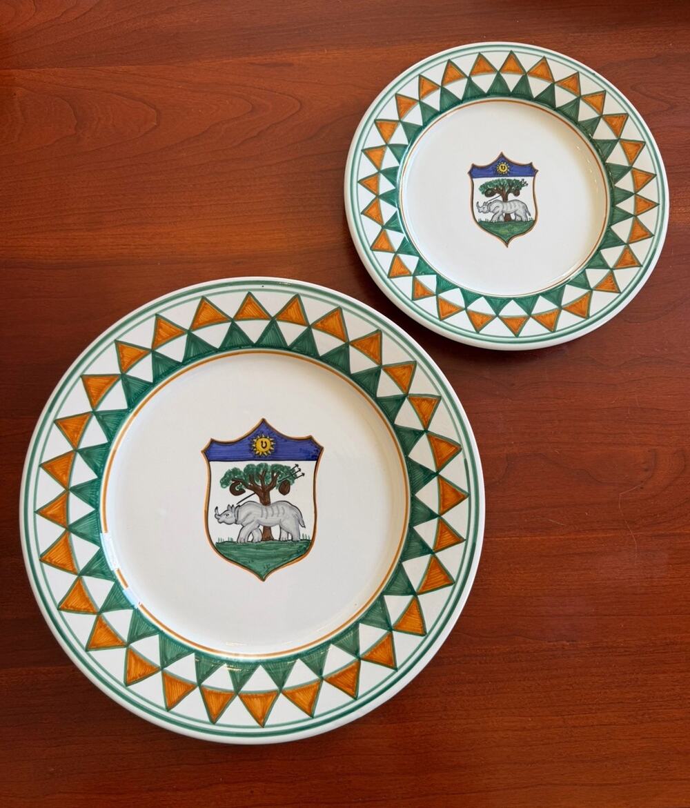 RARE Handcrafted Vintage Grazia-Deruta Italy Selva Dinner & Salad Plate Set